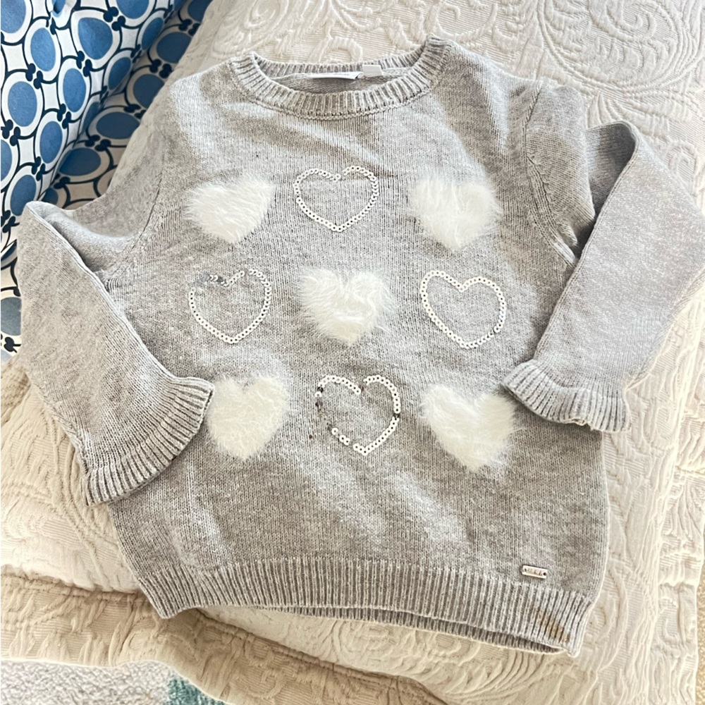 OVS italy Gray Heart Pattern Sweater cotton and wool